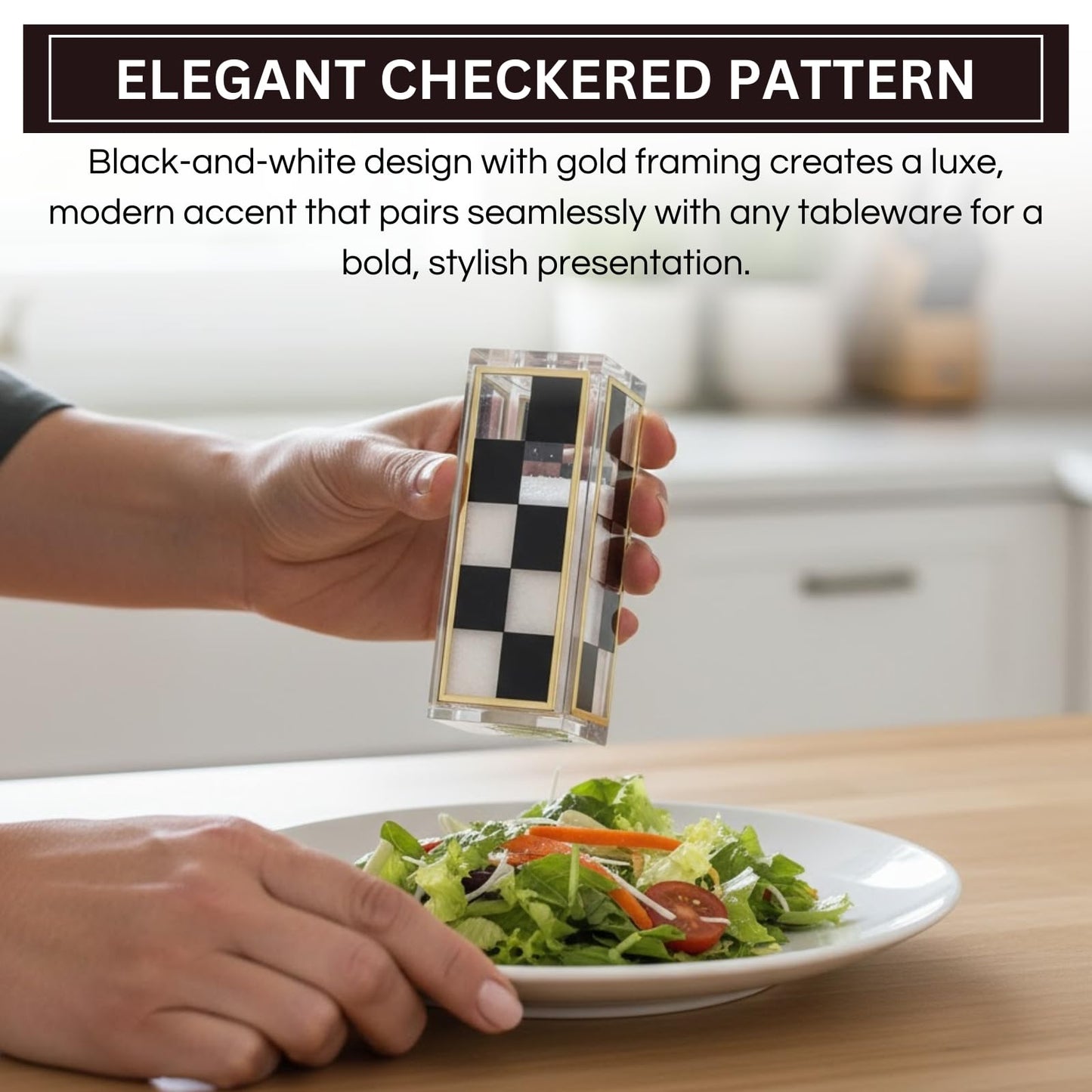 Black Checkered Salt and Pepper Shaker Set