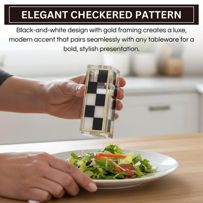 Black Checkered Salt and Pepper Shaker Set