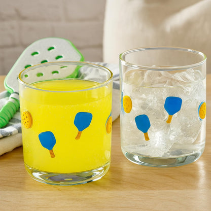 Stylish Set of 2 Khen Pickleball Juice Glasses