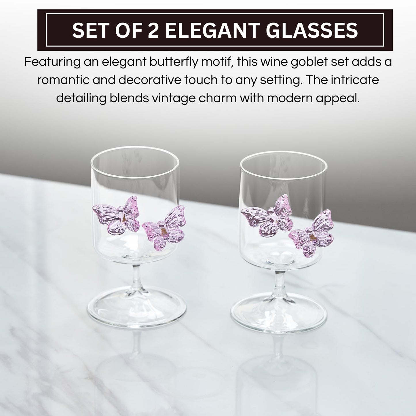 Butterfly Wine Goblet Set and Two Glass Holders
