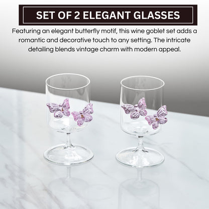 Butterfly Wine Goblet Set and Two Glass Holders