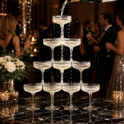 Como Ribbed Champagne Coupe Glassware Set of 12