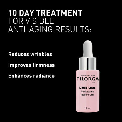 Face serum Filorga NCEF-SHOT Revitalizing pink bottle with silver pump, 15 ml on Tampa Home & Garden Store