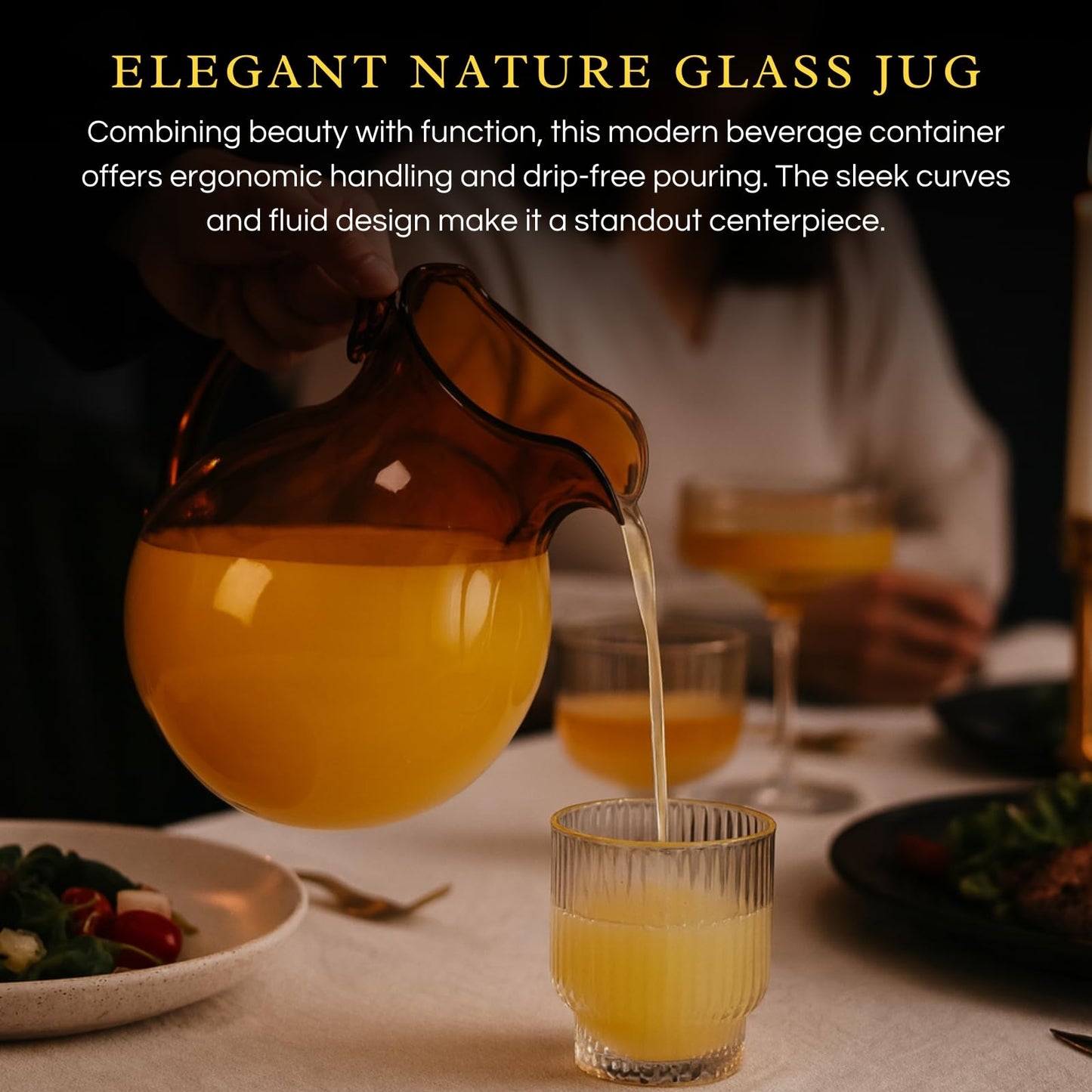 Handmade Murano Amber Glass Jug And Pitcher