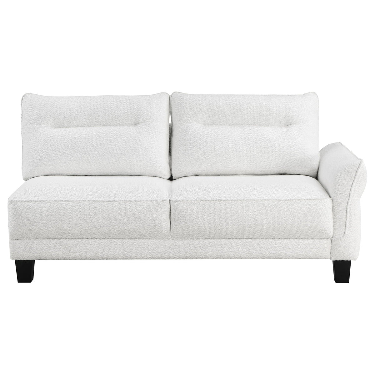 Granholm upholstered curved-arm white stationary sectional sofa with black tapered legs on Tampa Home & Garden Store