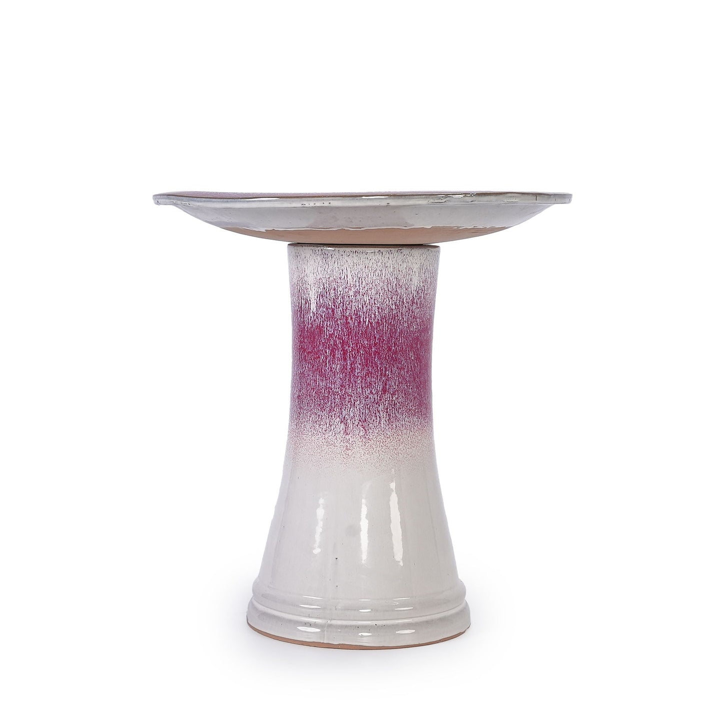 Birdbath pedestal in white to pink glaze for patio garden by HouseOfZazla on Tampa Home & Garden Store
