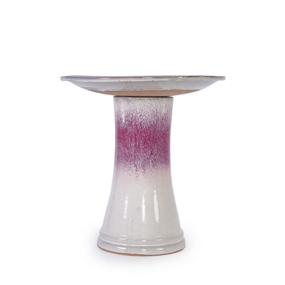 Birdbath pedestal in white to pink glaze for patio garden by HouseOfZazla on Tampa Home & Garden Store