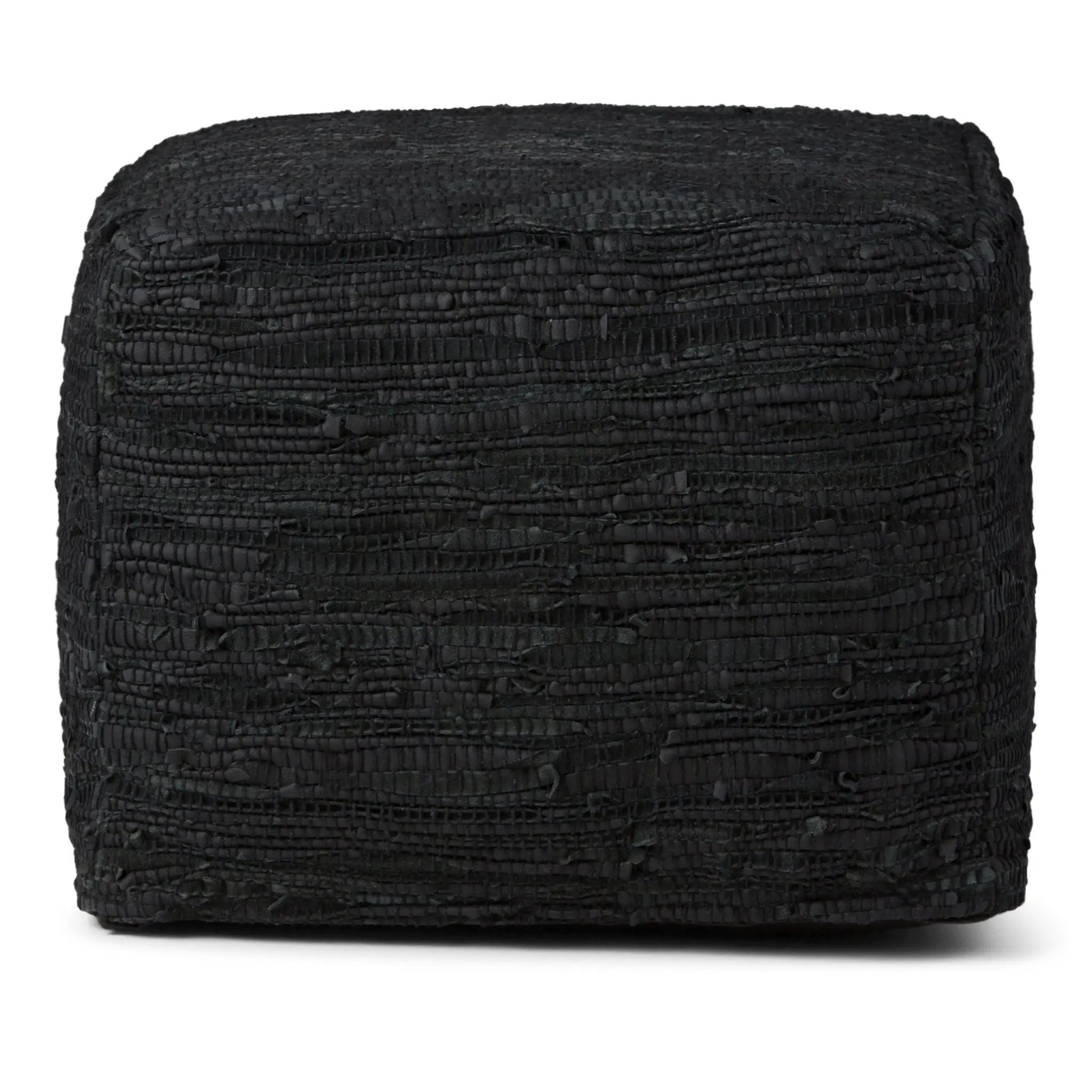 Fredrik handcrafted square pouf, black woven texture, pouf by Unique Piece Furniture on Tampa Home & Garden Store