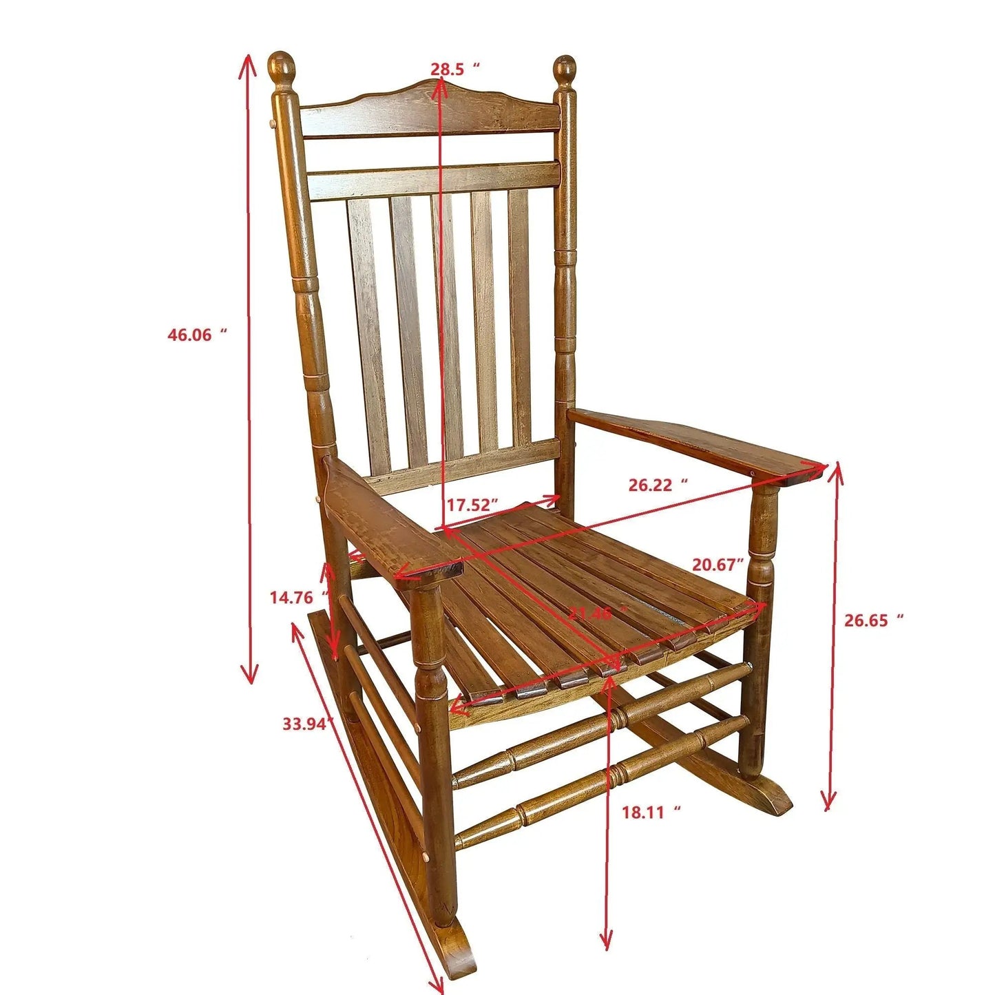 Balcony Porch Rocking Wood Chair for Adults