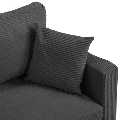 Modern upholstered loveseat by HouseOfZazla in charcoal gray ribbed fabric on Tampa Home & Garden Store