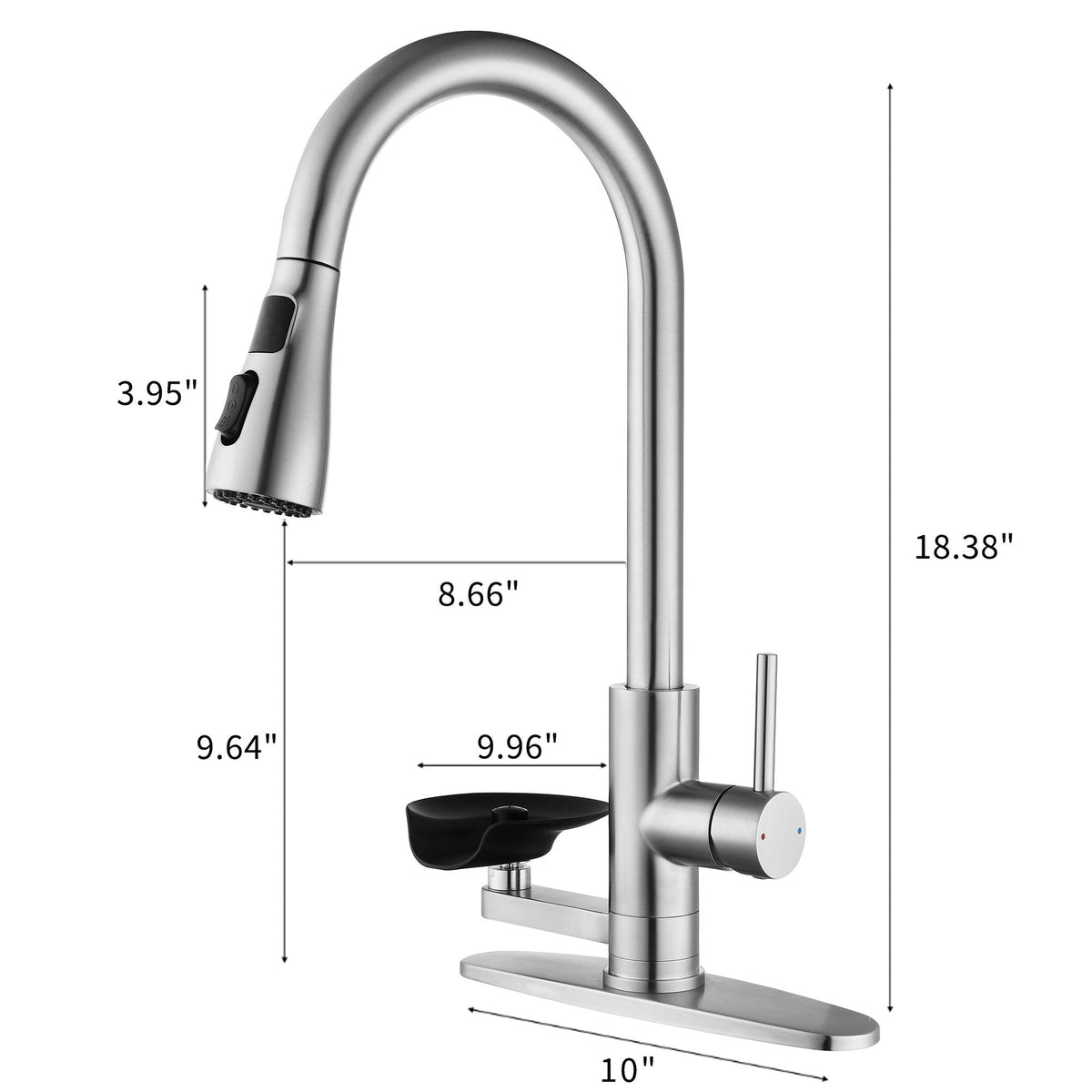 3-in-1 Kitchen Faucet with LED temp display, pull-down sprayer, glass rinser HouseOfZazla on Tampa Home & Garden Store