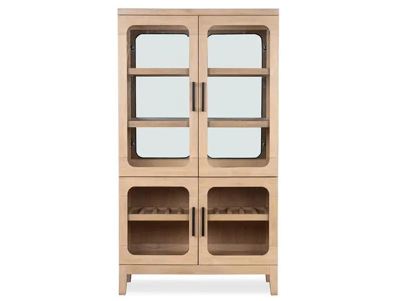 Somerset buffet curio cabinet with glass doors in butternut Omari natural finish on Tampa Home & Garden Store