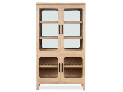 Somerset buffet curio cabinet with glass doors in butternut Omari natural finish on Tampa Home & Garden Store