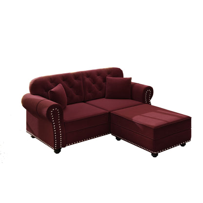 Upholstered Sofa Set with Nailhead and Pillows