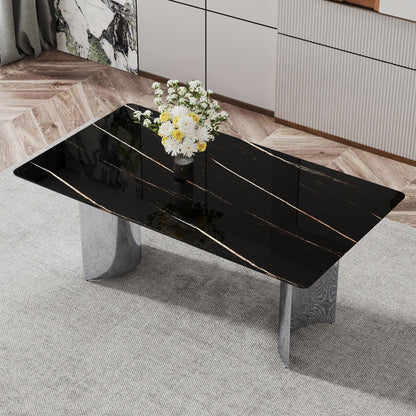 Modern Minimalist Dining Table with black marble glass top by HouseOfZazla on Tampa Home & Garden Store