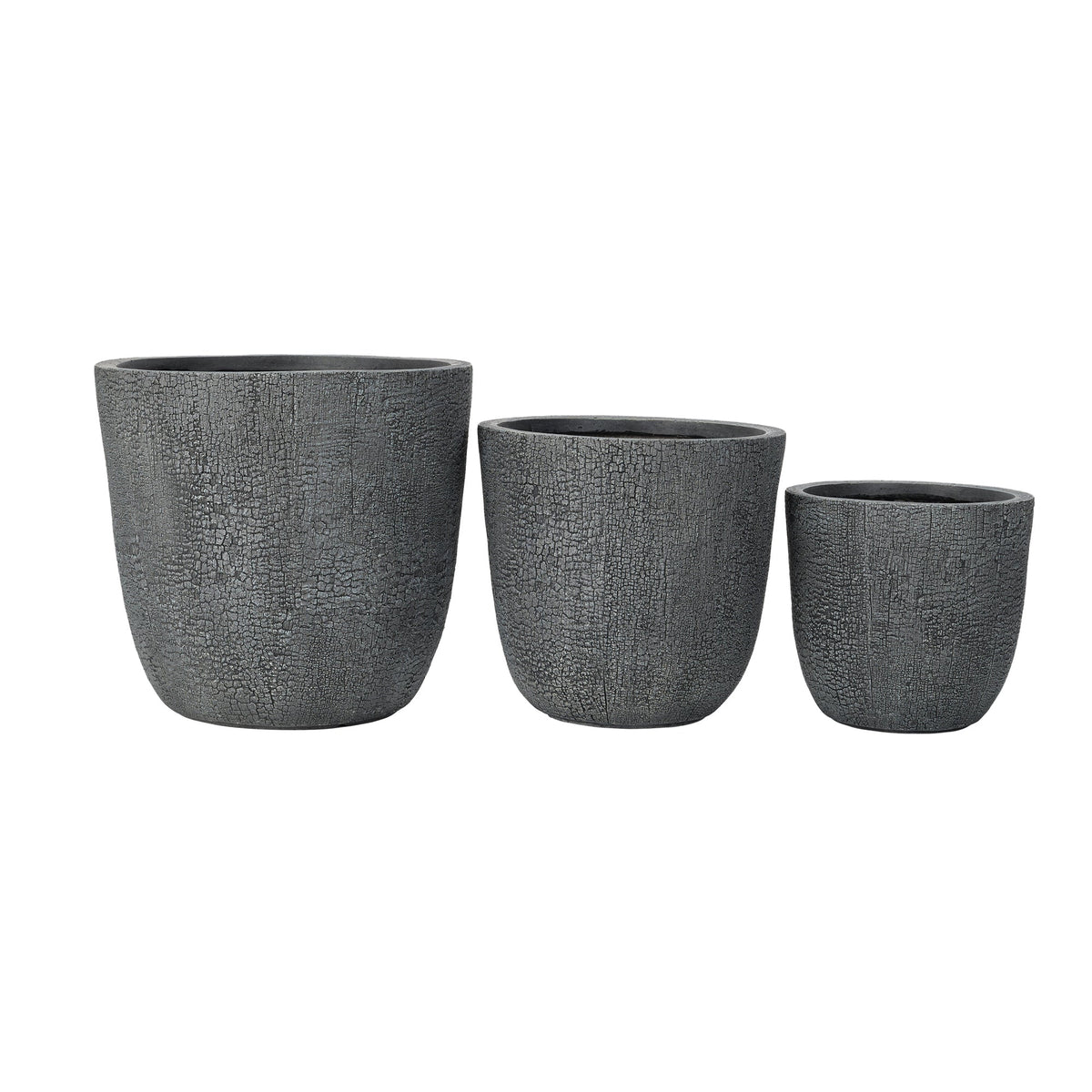 U_STYLE Lightweight MGO Planter Set of 3 in charcoal textured finish on Tampa Home & Garden Store