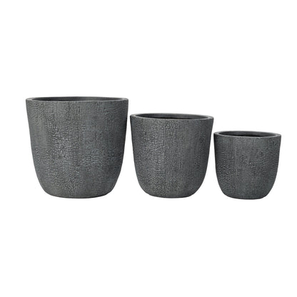 U_STYLE Lightweight MGO Planter Set of 3 in charcoal textured finish on Tampa Home & Garden Store