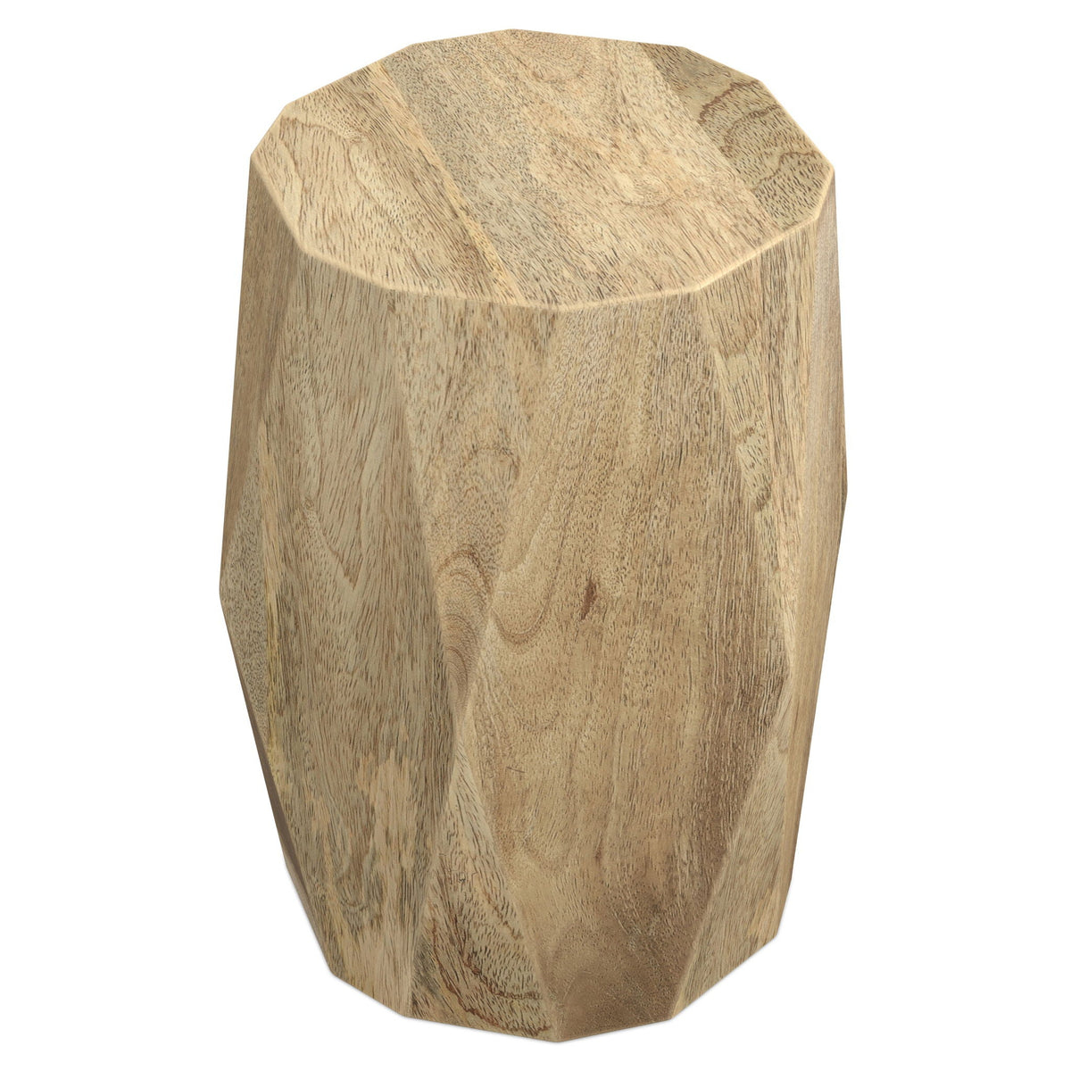 Judson Side Table by HouseOfZazla, natural wood with octagonal faceted top on Tampa Home & Garden Store