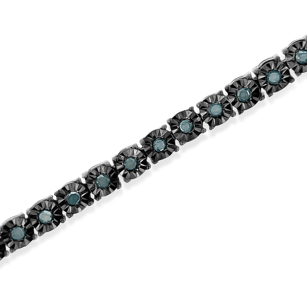 Diamond miracle tennis bracelet in black rhodium plated .925 silver with blue diamonds, 7 in length on Tampa Home & Garden Store