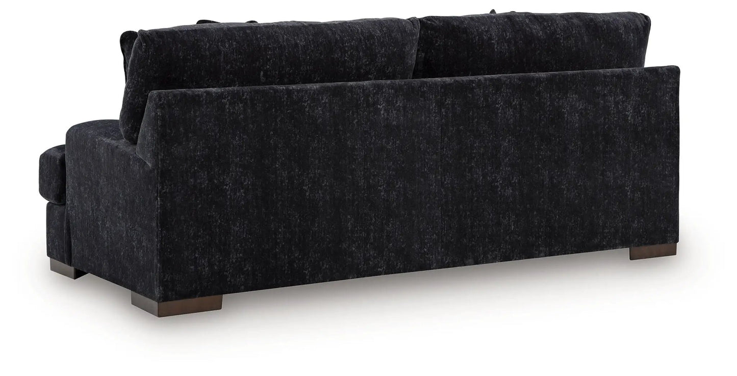 Whitmore Manor Black Pearl velvet sofa, stationary with dark legs by Unique Piece Furniture on Tampa Home & Garden Store