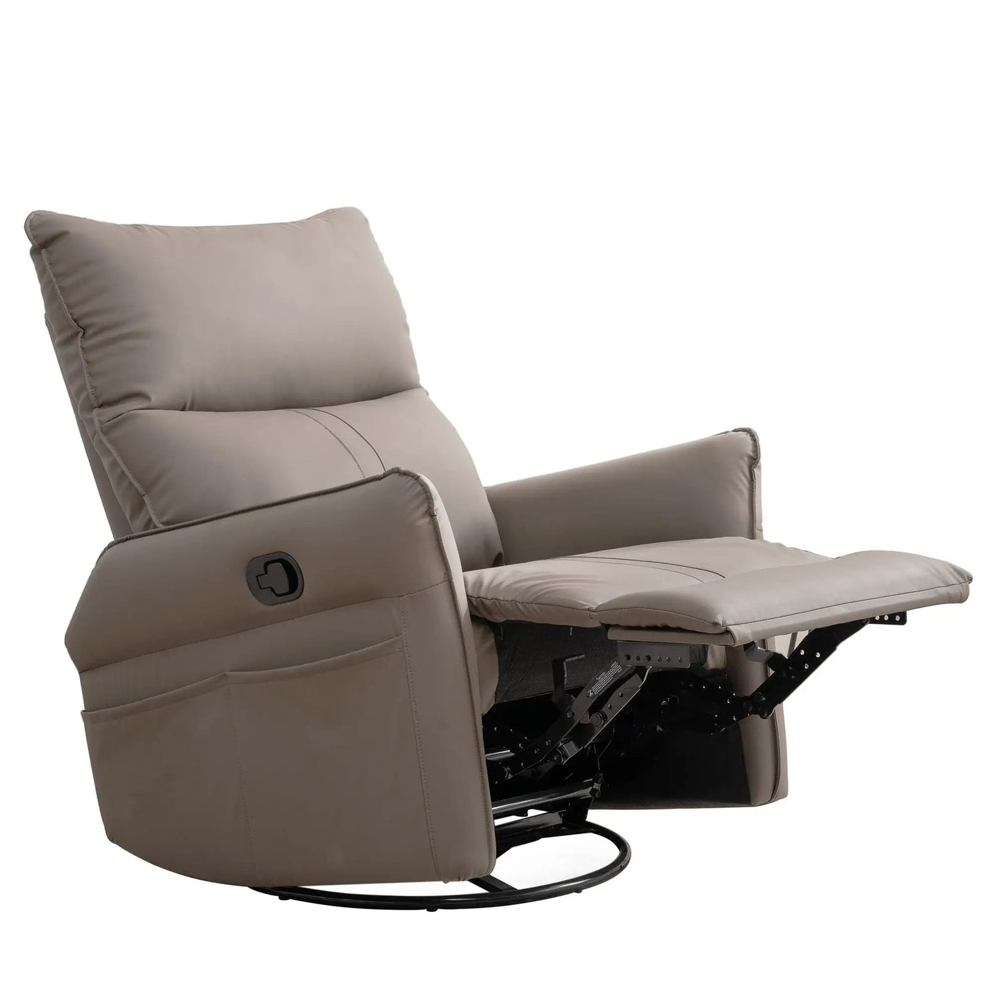 360° rocking swivel recliner chair beige faux leather with side pocket Unique Piece Furniture on Tampa Home & Garden Store