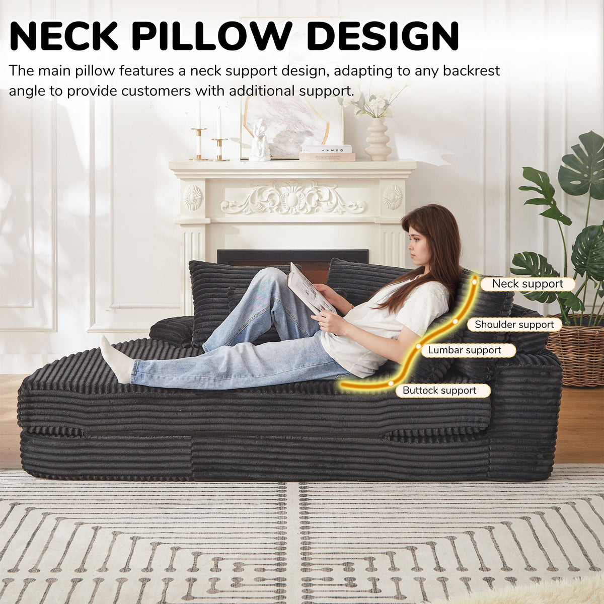Semi Circular 2 in 1 Sofa Bed with Neck Pillow