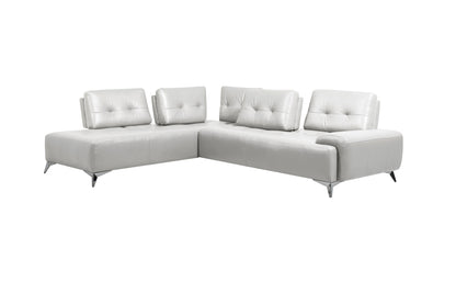 Turano Pearl Sectional Sofa white leather with tufted cushions, modular corner, metal legs on Tampa Home & Garden Store