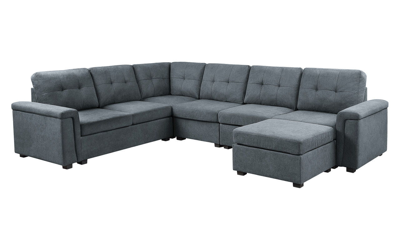 Isla fabric sectional sofa with ottoman, gray fabric, 2-piece set on Tampa Home & Garden Store