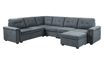 Isla fabric sectional sofa with ottoman, gray fabric, 2-piece set on Tampa Home & Garden Store