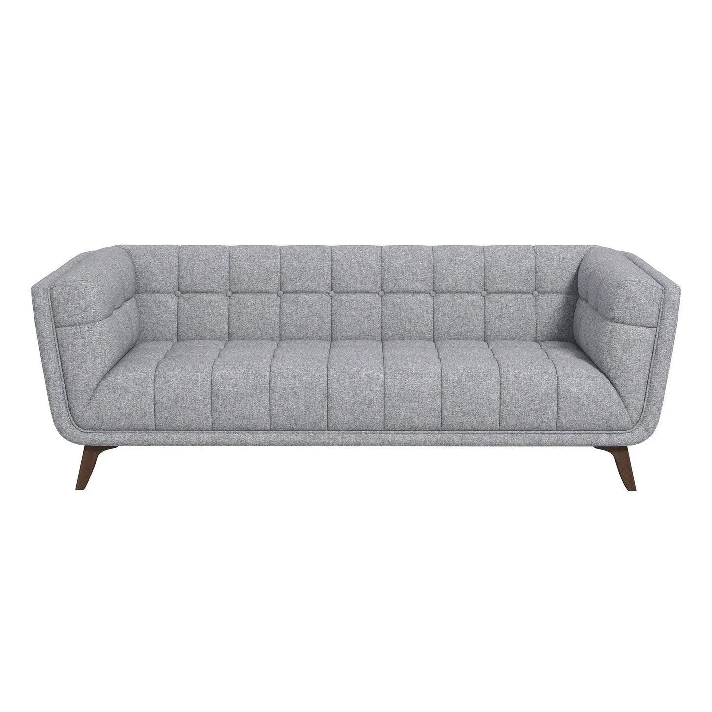 Addison mid-century tufted sofa by Unique Piece Furniture in gray fabric with wood legs on Tampa Home & Garden Store