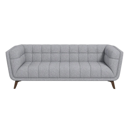 Addison mid-century tufted sofa by Unique Piece Furniture in gray fabric with wood legs on Tampa Home & Garden Store