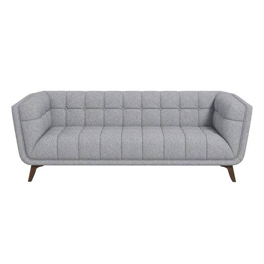 Addison mid-century tufted sofa by Unique Piece Furniture in gray fabric with wood legs on Tampa Home & Garden Store