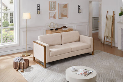 Modern 3-Seater Sofa with solid wood legs in beige fabric, HouseOfZazla stationary sofa on Tampa Home & Garden Store