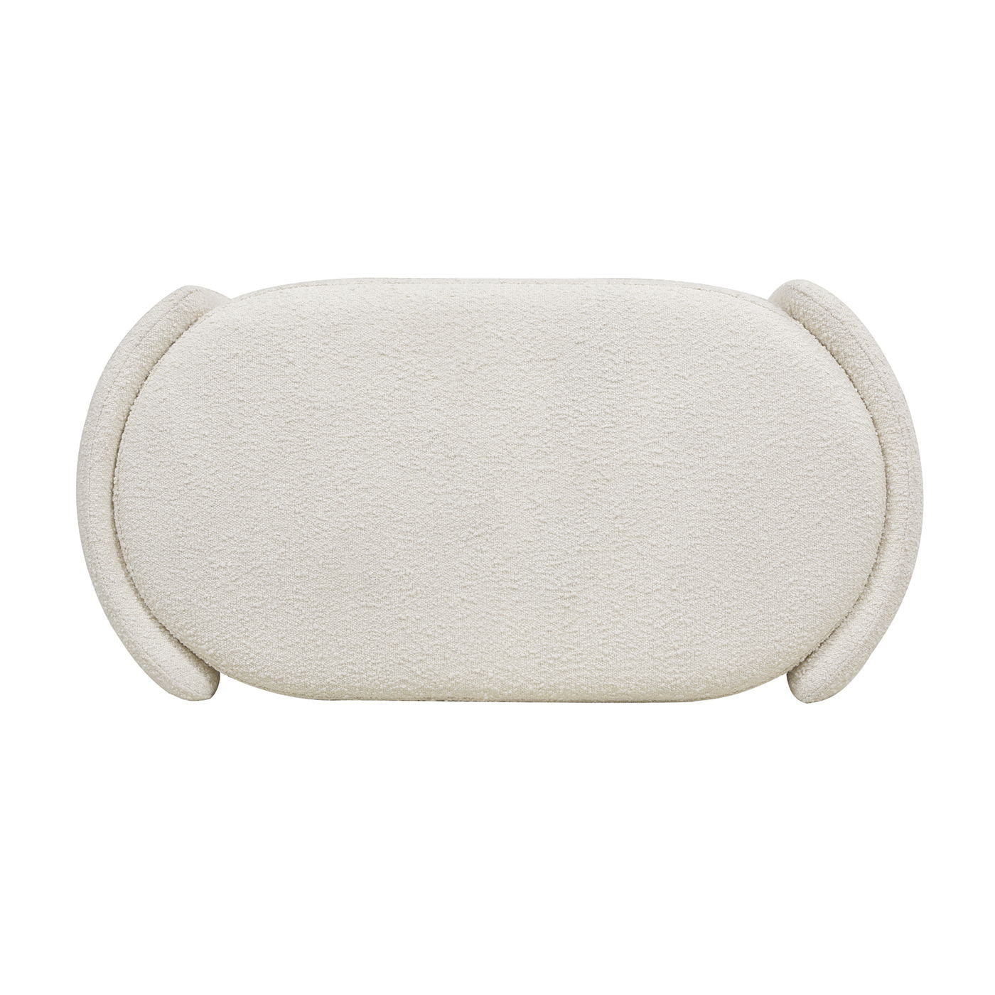 Fuji Oval Storage Bench ivory white boucle; padded top with rounded ends by HouseOfZazla on Tampa Home & Garden Store