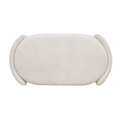 Fuji Oval Storage Bench ivory white boucle; padded top with rounded ends by HouseOfZazla on Tampa Home & Garden Store