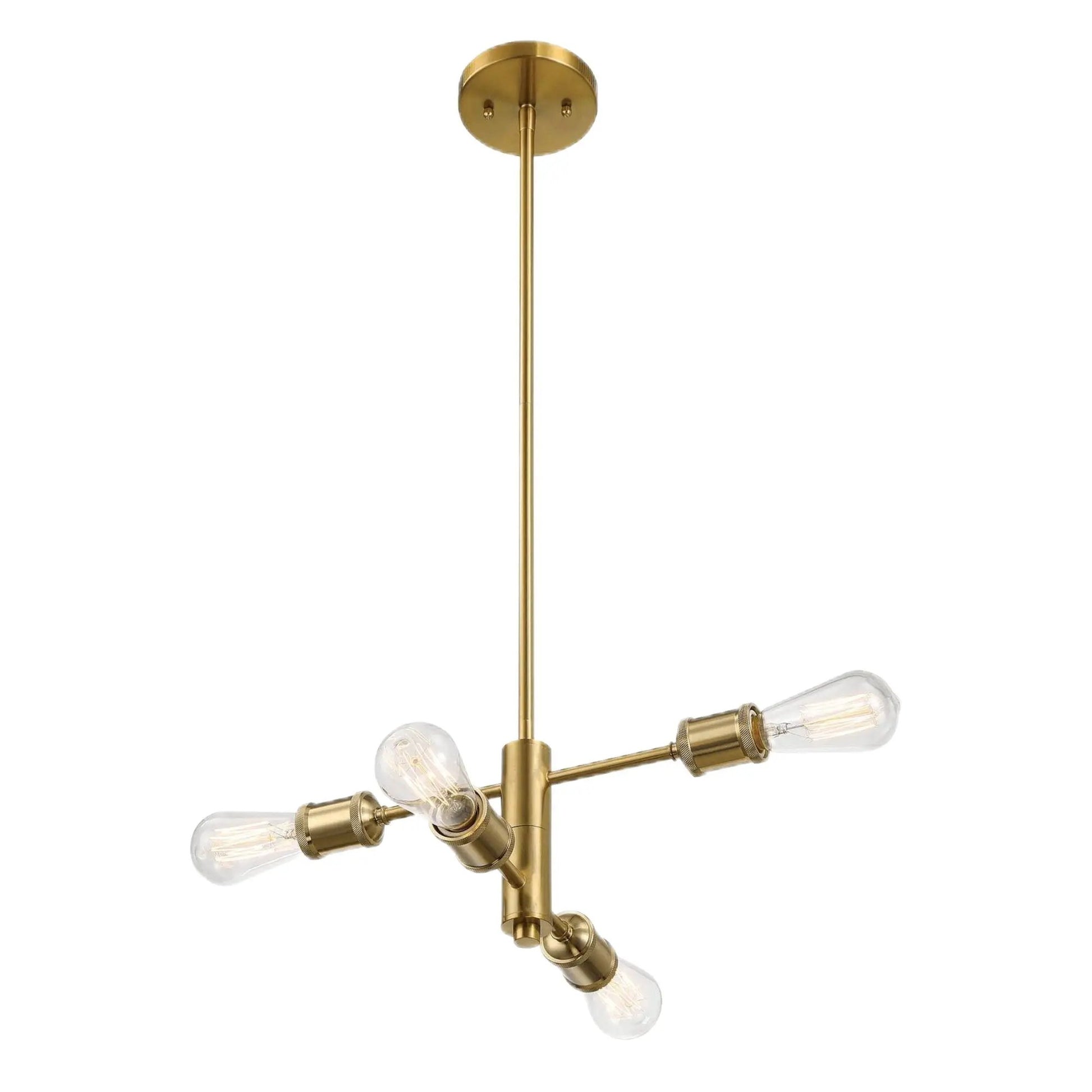 Trellis 4-light gold chandelier with clear Edison bulbs vintage pendant fixture on Tampa Home & Garden Store