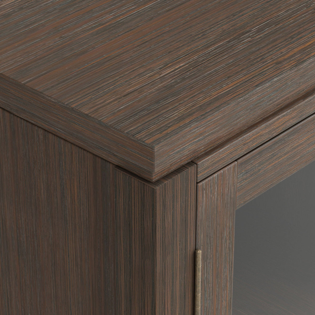Wide handcrafted solid wood media stand and shelf; dark walnut tone with bold grain pattern on Tampa Home & Garden Store