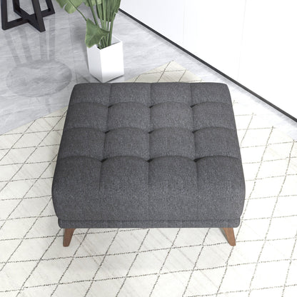 Addison Square Upholstered Ottoman in dark gray with tufted top and slim wood legs on Tampa Home & Garden Store