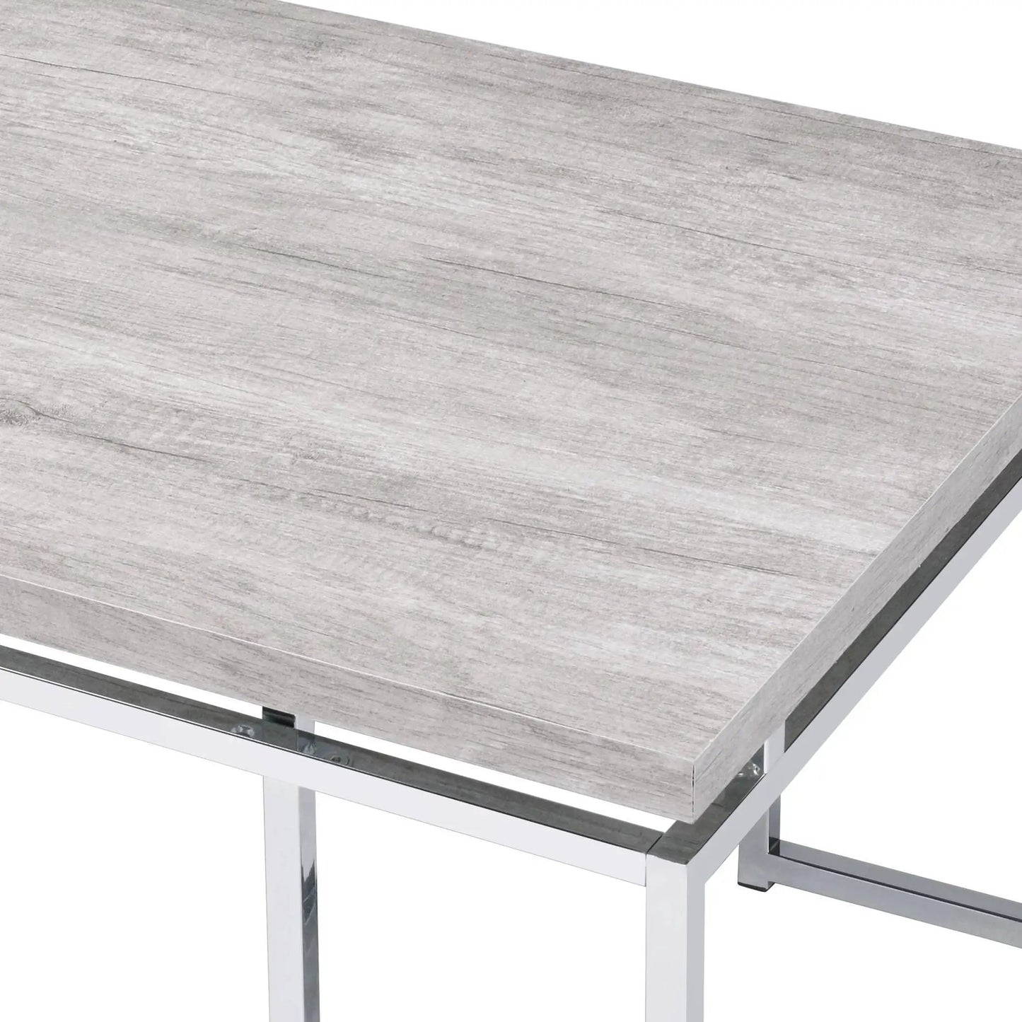 Chafik coffee table with grey wood-grain top and chrome legs Unique Piece Furniture on Tampa Home & Garden Store