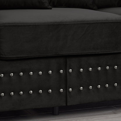 Modern Velvet and Wooden Living Room Sofa Set