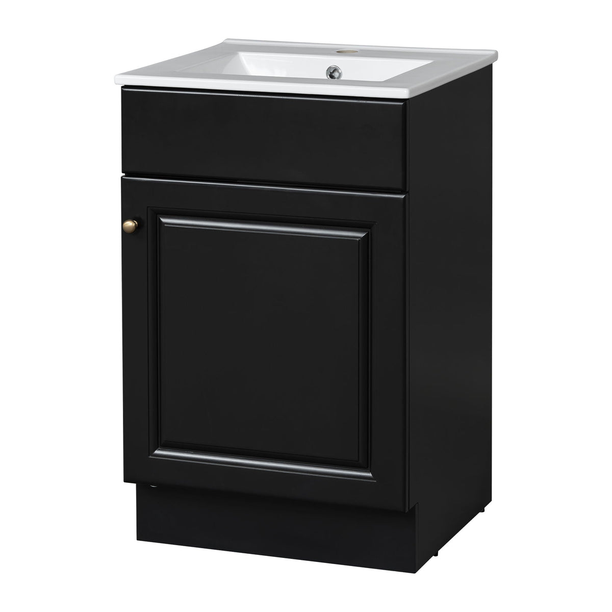Bathroom vanity with sink, black finish, white ceramic sink, adjustable shelf, HouseOfZazla on Tampa Home & Garden Store