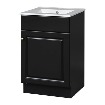 Bathroom vanity with sink, black finish, white ceramic sink, adjustable shelf, HouseOfZazla on Tampa Home & Garden Store