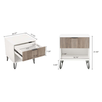 Fluted nightstand with drawer in gray/white, contemporary accent table by HouseOfZazla on Tampa Home & Garden Store