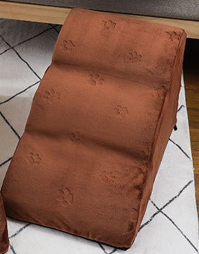 Pet steps ladder in brown plush fabric with paw prints, non-slip and washable by Sell My Stuff on Tampa Home & Garden Store