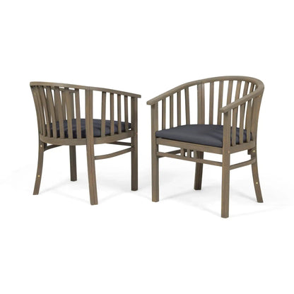 Outdoor wooden dining chairs with cushions set of 2 brown frame, navy cushions HouseOfZazla on Tampa Home & Garden Store