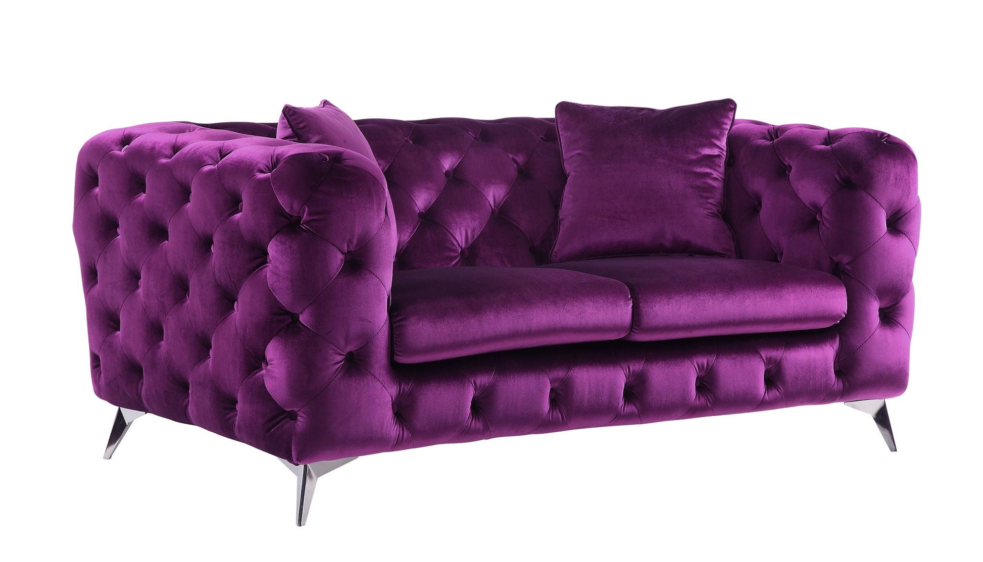 Atronia Luxurious Velvet Tufted Loveseat by HouseOfZazla with metal legs on Tampa Home & Garden Store