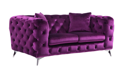 Atronia Luxurious Velvet Tufted Loveseat by HouseOfZazla with metal legs on Tampa Home & Garden Store