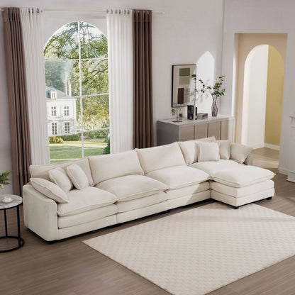 Modern Oversized Modular Cushion Sofa With Ottoman, Low Back in white by HouseOfZazla on Tampa Home & Garden Store