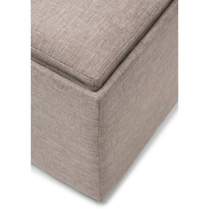 Avalon Square Ottoman storage ottoman in taupe woven fabric with seam detail on Tampa Home & Garden Store