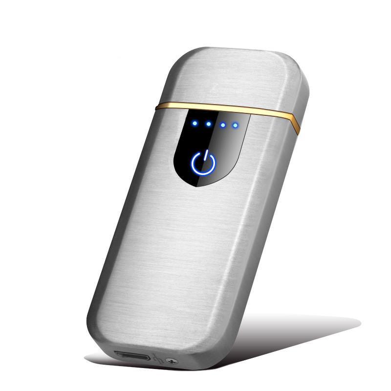 Stevvex touch electric lighter stainless steel dual-arc USB windproof with blue LED on Tampa Home & Garden Store